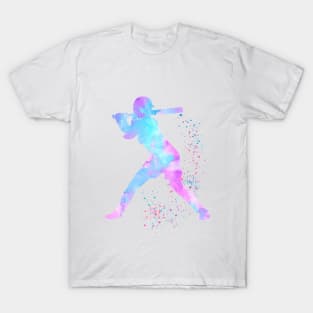 Baseball Girl Batter Watercolor Silhouette T-Shirt